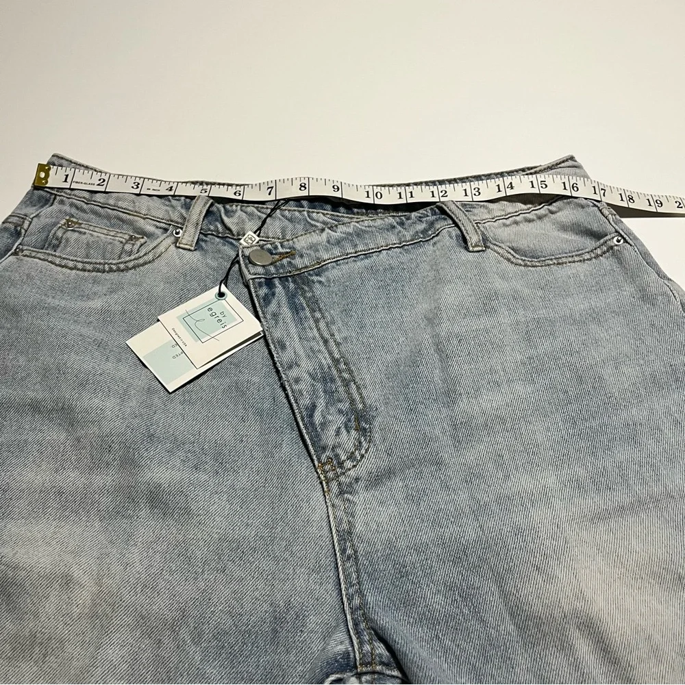 By Egreis Archie Jean Women Large Blue Denim Wide Leg High Waist Crisscross NEW - Picture 3 of 15